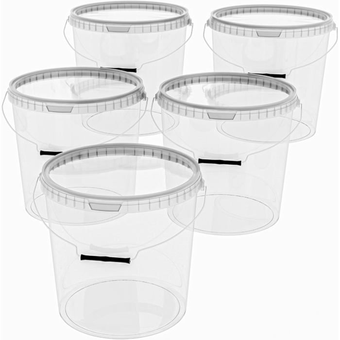 SEAU PLASTIQUE TRANSPARENT ROND AVEC COUVERCLE - 1L Comparer les prix