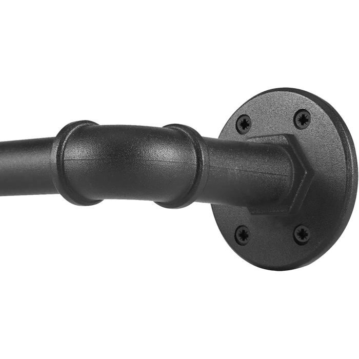 Tringle Rideau Style Industriel Noire Obscurcissant Pour Rideaux à Oeillets Rail Montage Mural et Au Plafond 88-188cm
