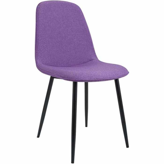 Chaise de salle a manger cuisine x1 design moderne en tissu violet cadre en metal noir 10_0007164
