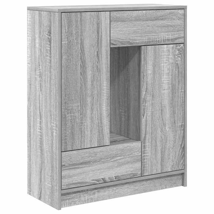 Luxueux Best*Buffet de couloir - Meuble Étagère pour rangement de cuisine/salon - avec tiroirs et portes sonoma gris 73x31x90 cm