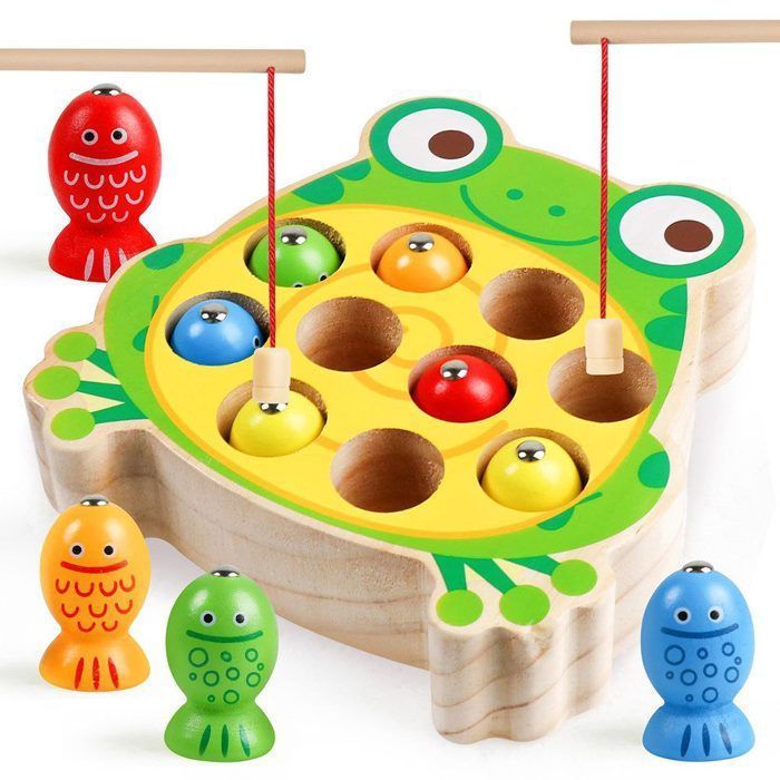 Jouet de pêche en bois - Montessori - Motricité fine - Poisson - Cadeau
