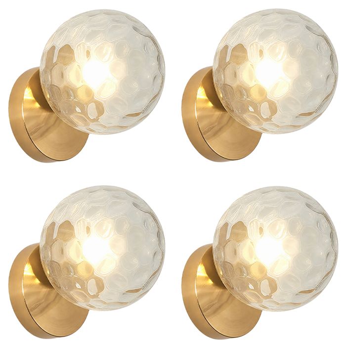 iDEGU 4x Applique Murale Moderne 15cm Lampe Murale Vintage Abat-jour en Veines deau E27 Eclairage de Murale Industriel avec Base