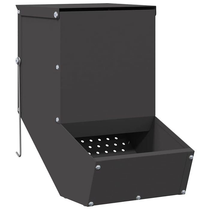 Comparer les prix de Distributeur de nourriture pour lapins - vidaXL - Noir - Acier laminé à froid - 175 x 26 x 285 cm - Capacité 15 kg