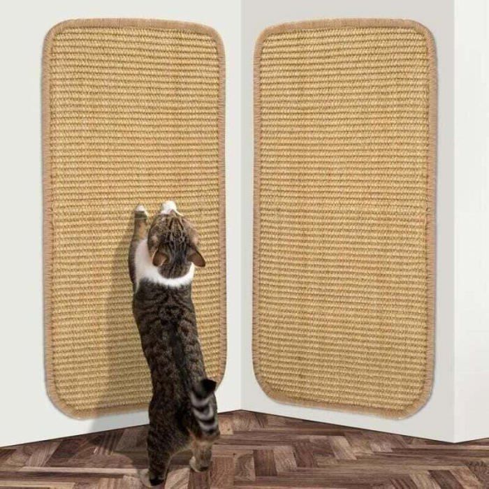 Tapis Griffoir - Chat - 2 Pièces - Sisal Naturel - Antidérapant - 50 x 30 cm