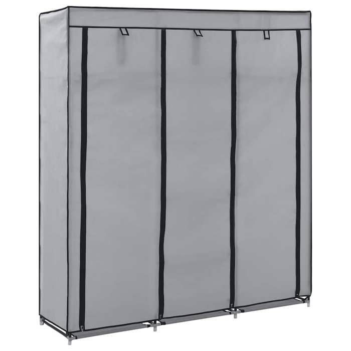 （SOLDES Dété）Armoire avec compartiments et barres - SHIELD - Cabinet chambre - Cadre stable - Gris 150x45x175cm Tissu 7579257