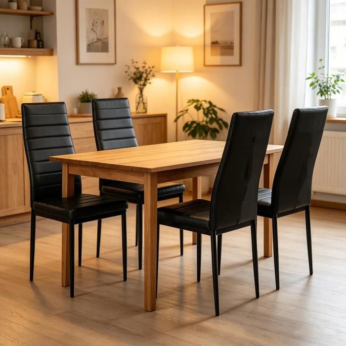 SUPFINE Chaises Salle à Manger Moderne Lot de 4 Chaises de Cuisine Rembourrées Cader en Acier + PU Salon Coiffeuse Chambre