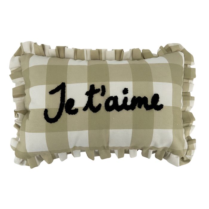 Coussin rectangulaire à carreaux Je taime Beige 30x50 cm Coussin rectangulaire à carreaux Je taime Beige 30x50 cm