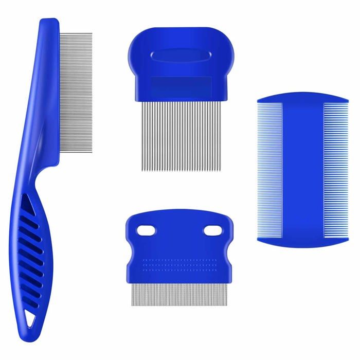 Peignes de toilettage - GRANDSALEY - Lot de 4 - Acier inoxydable - Dents arrondies - Manche ergonomique
