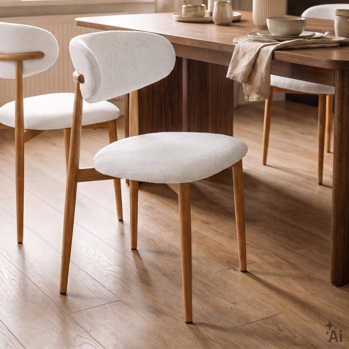 Lot de 2 Chaises ARIEL en Tissu Blanc Crème Chaise de Salle à Manger et Cuisine au Look Moderne Assise Rembourrée Lot de 2 Chaises ARIEL en Tissu Blanc Crème Chaise de Salle à Manger et Cuisine au Look Moderne Assise Rembourrée