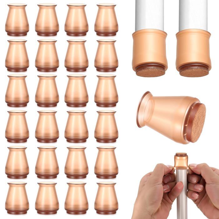 24 pièces Protection Pied de Chaise Silicone 14 à 20 mm Patins Protege Pied de Chaise Table Canapé en Feutre Antidérapants