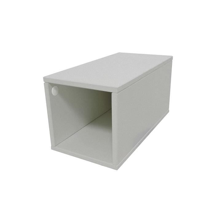 Cube De Rangement Bois Largeur 25 Cm Couleur Gris Aluminium