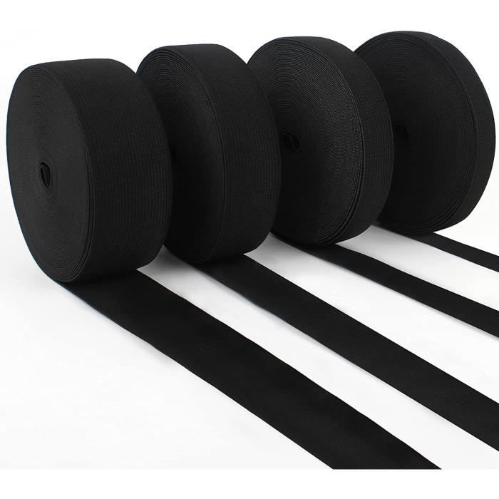 Bande Élastique Noire Pour Couture Et Bricolage - 3 M X 80 Mm