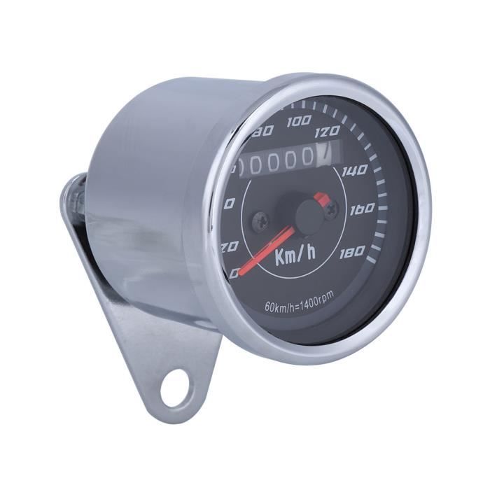 Compteur KMH Universel Pour Moto - Chrome Brillant - Compatible Honda, Kawasaki, Suzuki