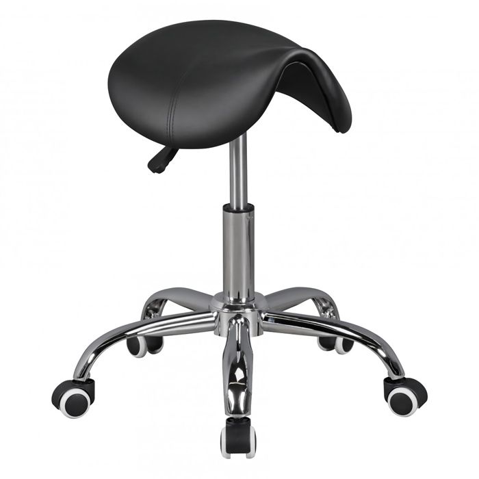 Tabouret de bureau à roulettes 38x35x48/60 cm en PU noir