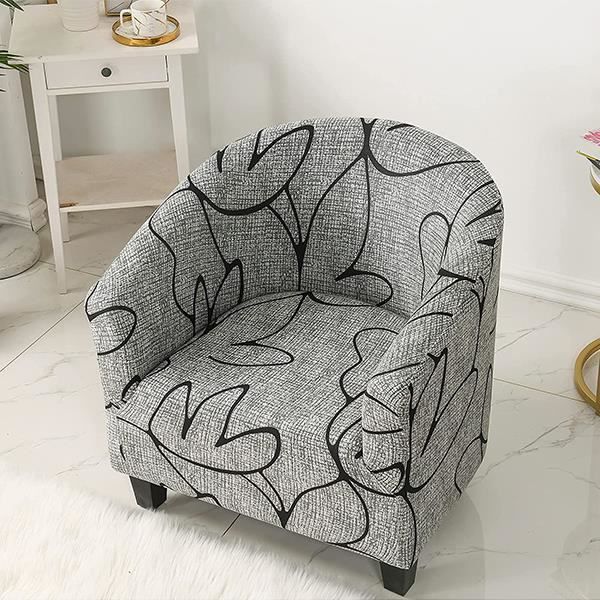 Housse De Fauteuil Club Extensible - Taille Unique Pour Fauteuil Tonneau - Imprimé Moderne, Protection Contre Taches Et Poils
