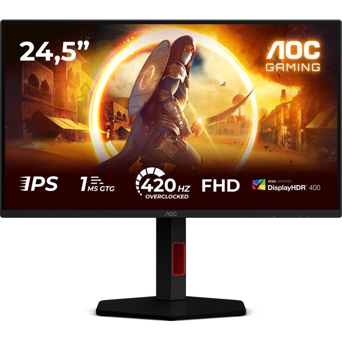 Ecran PC Gamer - AOC - 245 - FHD - 420Hz (OC 400Hz native) - Dalle Fast IPS - 03ms - Réglable en hauteur - 25G4KUR