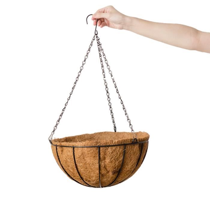Hemoton Jardini/ère Suspendue Panier avec Coco Fibre de Coco Doublure en M/étal Support Mural en M/étal Support de Plante Suspendu Pot de Fleur pour Mur Jardin Porche Balcon
