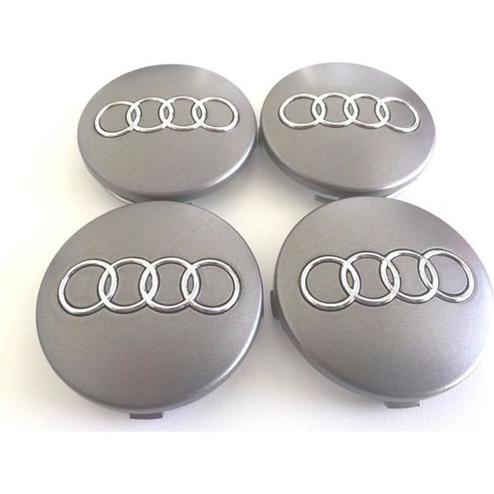 x4 centres de roue Gris 60mm emblème Audi cache moyeu