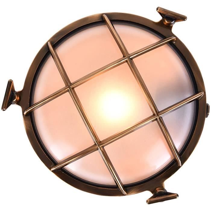 Lampe Ronde En Aluminium Moulé Sous Pression Applique 2 Paquets Applique Dextérieur Hublot Murale Marine Nautique Lumière Vintage Industrielle Décoration Mur Patio Couloir Lampes Lampe De Bateau 