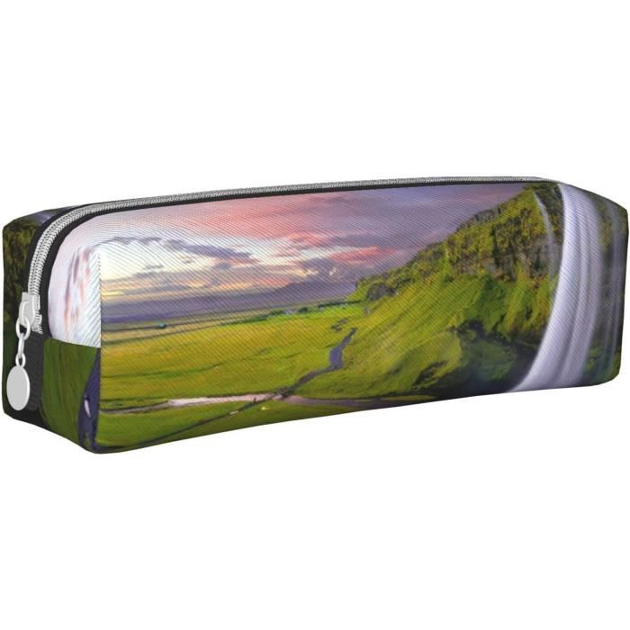 Trousse À Crayons En Cuir Motif Bateau Sur La Plage - Trousse De Maquillage Portable Pour