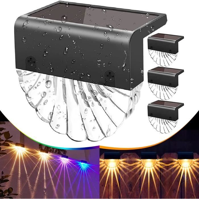 Lot De 12 Lampes Solaires Murales Extérieures – LED, IP65, Noir, Pour Clôture, Jardin, Escaliers