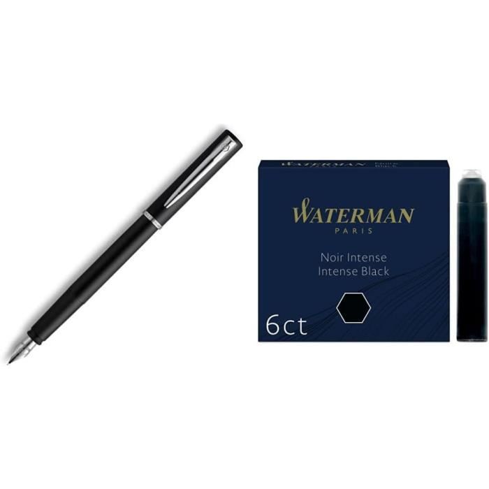 Stylo Plume Laqué Noir, Gros Et Lourd, Avec Attributs Dorés - Neuf, Jamais Encré, Système Cartouche