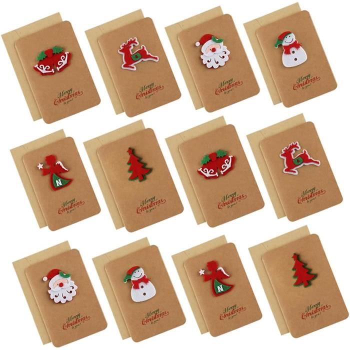 24Pcs Cartes Vœux Pour Noël, Carte De Joyeux Noël Avec