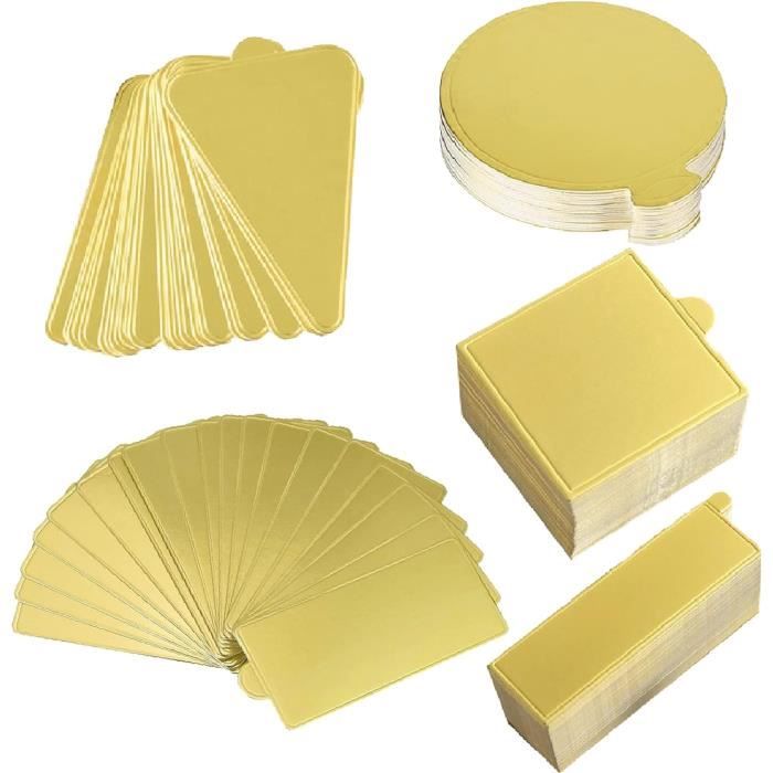 150 Pièces Supports En Carton Pour Gâteaux – Formes Rondes, Carrées, Triangles – Doré – Pour Pâtisserie, Mariage, Anniversaire - 4