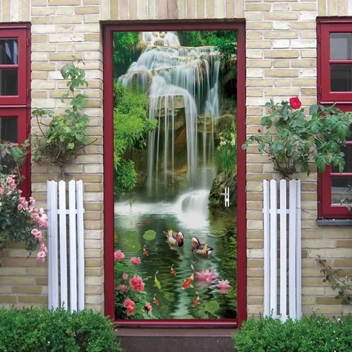 Papier Peint Auto-adhésif Paysage Forestier Pour Portes,autocollant De