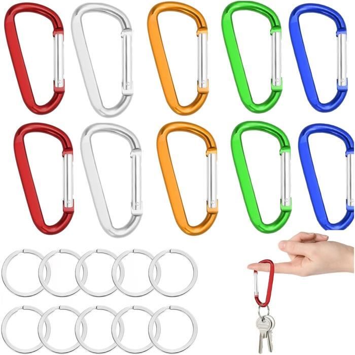 Lot De 4 Mousquetons Porte-clés En Métal Argenté - Antirouille, Dimensions 70x30x5 Mm, Pour Sac à Dos, Clés, Bricolage