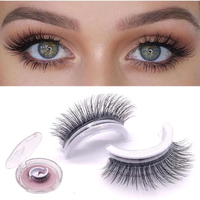 Kit 1 Paire De Faux Cils 3D + 1 Colle Eye-liner 2 En 1 - Effet Naturel - Noir - Neuf Sous Emballage