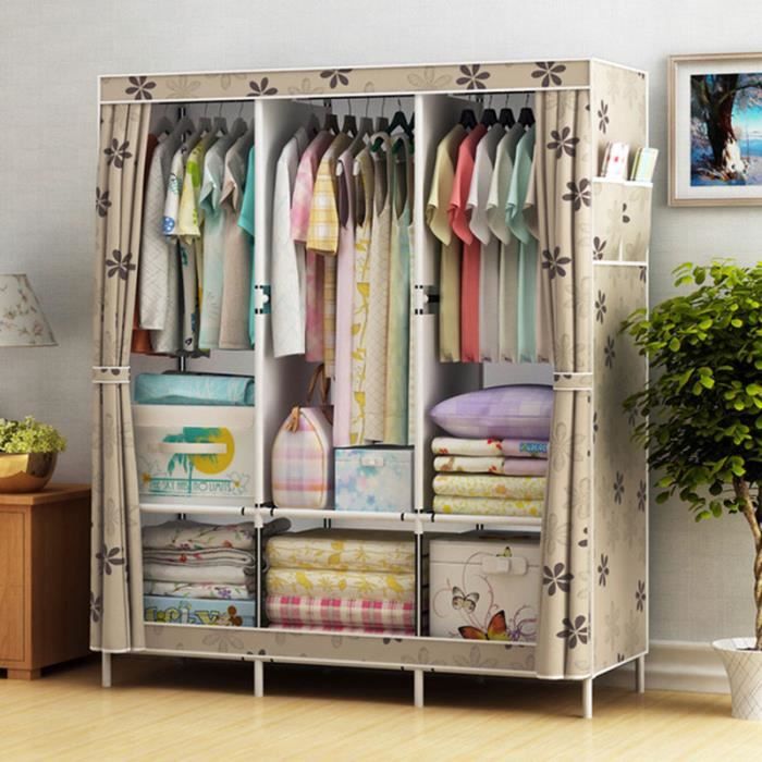 No 3 Armoire En Tissu Simple Tissu Tube En Acier Assemblage