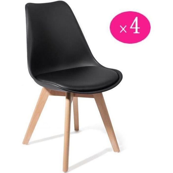 Lot de 4 Chaise de salle à manger - Scandinave - Noir Lot de 4 Chaise de salle à manger - Scandinave - Noir