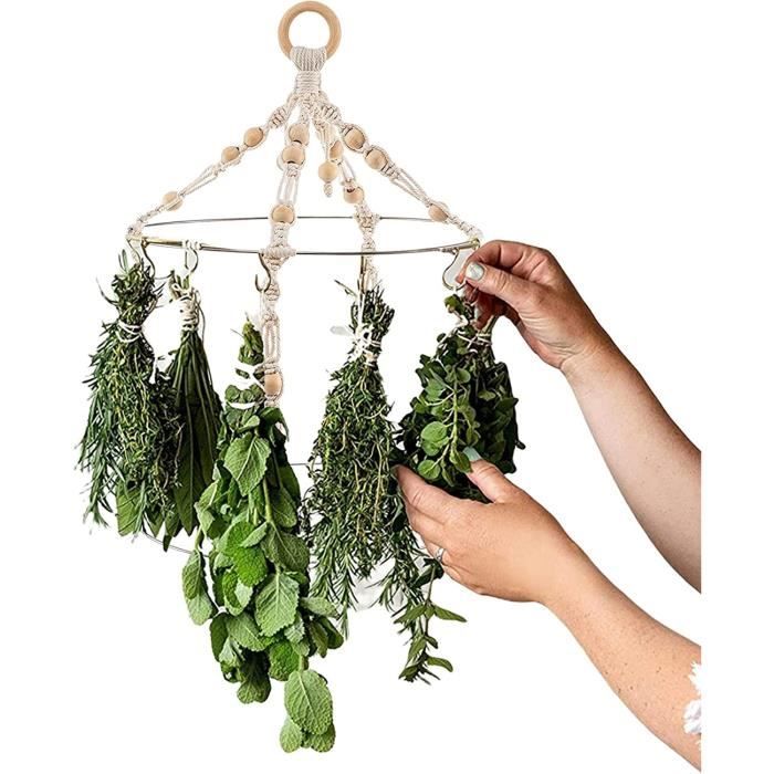 Séchoir à Herbes En Bois 2 étages - Avec Filet, Empilable - 24.5x39 Cm - Pour Déshydratation Cuisine