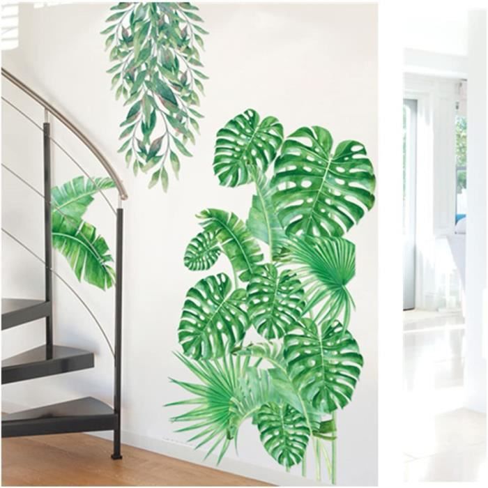 Sticker Mural,Autocollant Mural Plante Verte,Tropicaux Plante