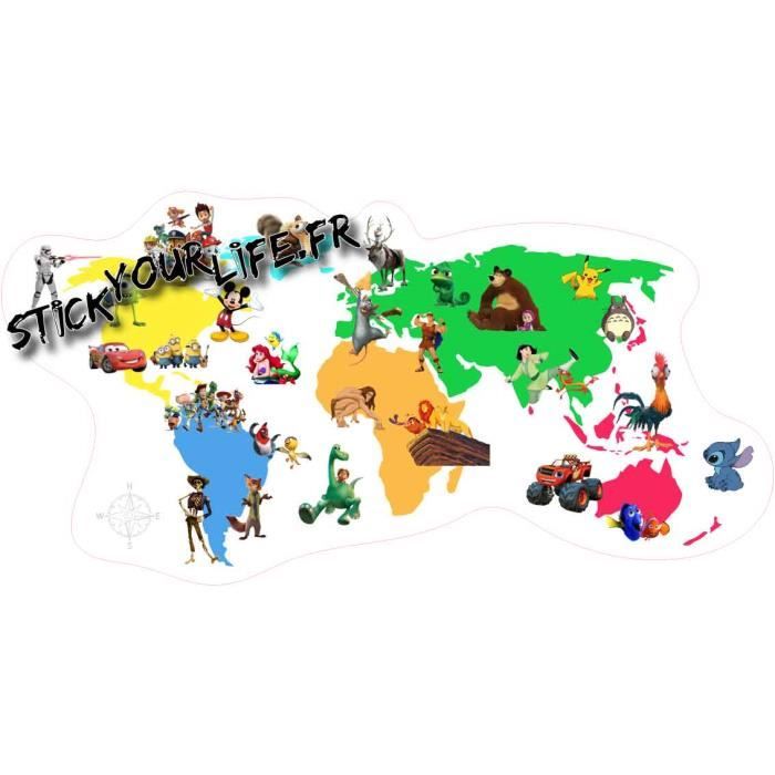 Map Monde Timeo Sticker Autocollant Chambre Enfant Dessins