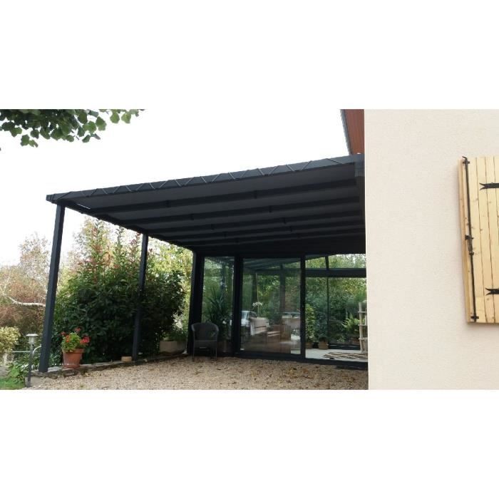 Bache Pergola 3m X 3m Toile 640g M Gris Fonce Etanche