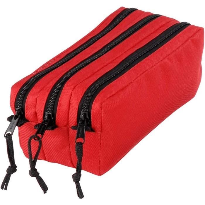 Trousse Scolaire 3 Compartiments Grande Capacité - Tissu Oxford Résistant, Fermetures éclair Multiples, Dimensions 22x15x6,5 Cm, Idéale Enfants Et Adultes