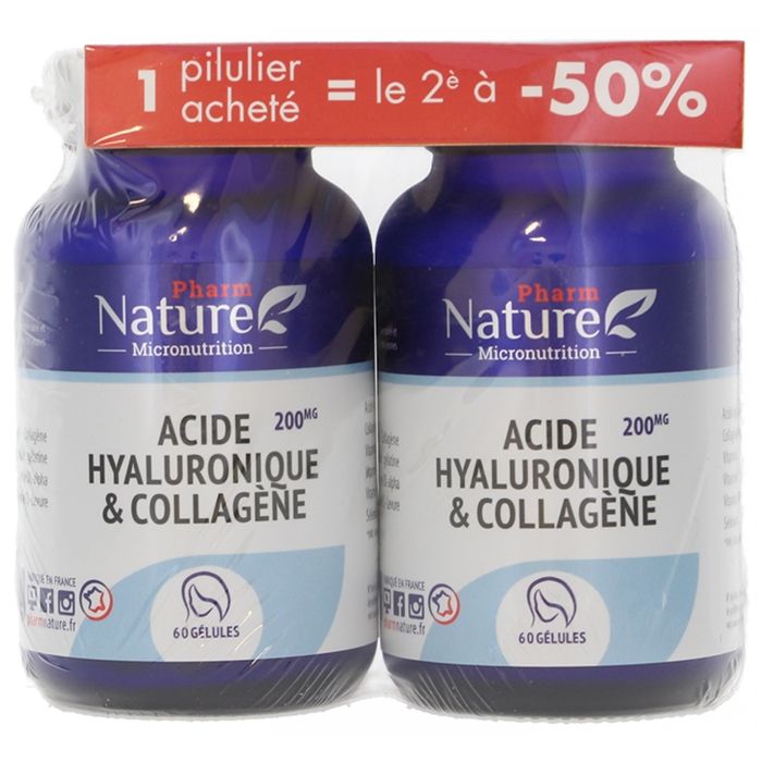 Pharm Nature Micronutrition Acide Hyaluronique et Collagène Lot de 2 x