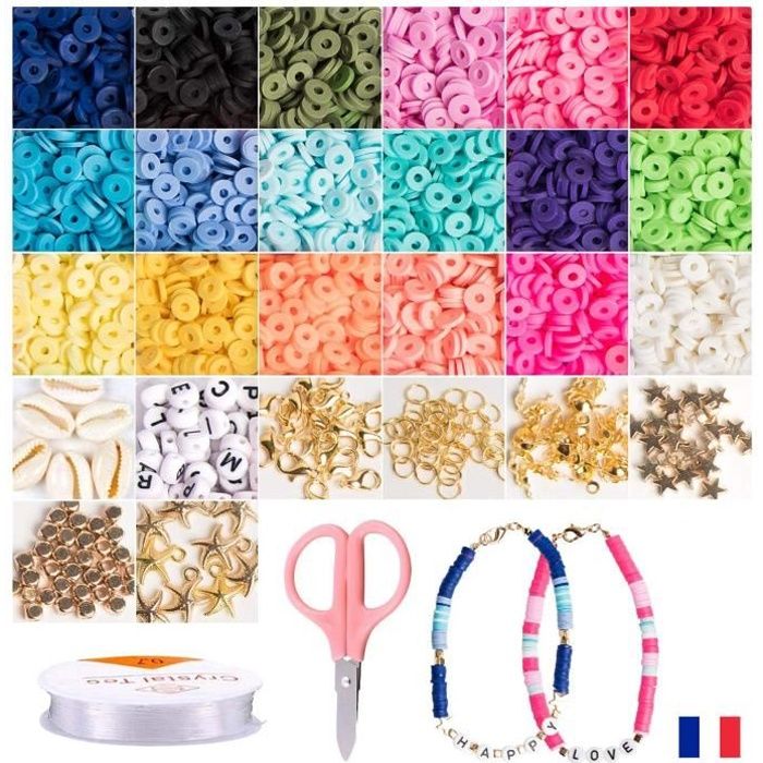 Kit de fabrication de bijoux acryliques en argile polymère, mélange de perles  d'espacement en poterie douce pour enfants, Bracelet et collier pour  filles, Kits de bricolage de 6mm