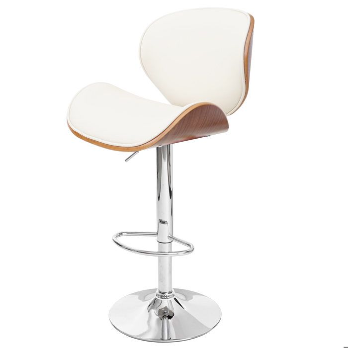 MCW Tabouret Foxrock chaise de bar bois courbé desgin rétro ~ aspect noix crème