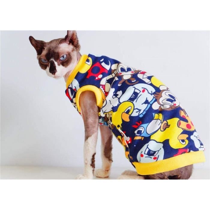 Zhihan Sphinx Dessin Anime Gilet Chat Chauve Anti Chute Mince T Shirt Jaune Xxl Cdiscount Animalerie