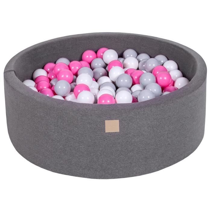 MEOWBABY Piscine à balles 90 x 30 cm Boucle - Piscine à balles pour bébé à partir de 1 an - En mousse souple - Avec 200 balles - Écru
