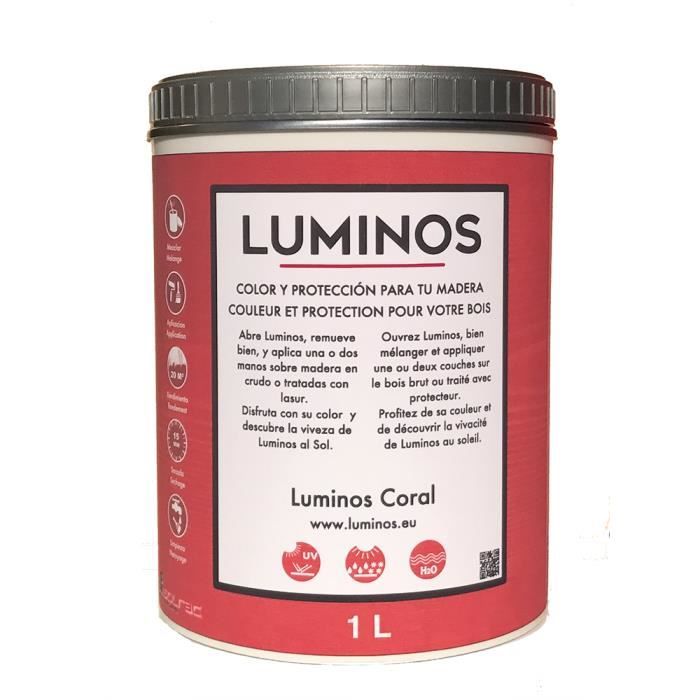 Luminos LUM1110 Lasure Protecteur bois colour Corail. 1L