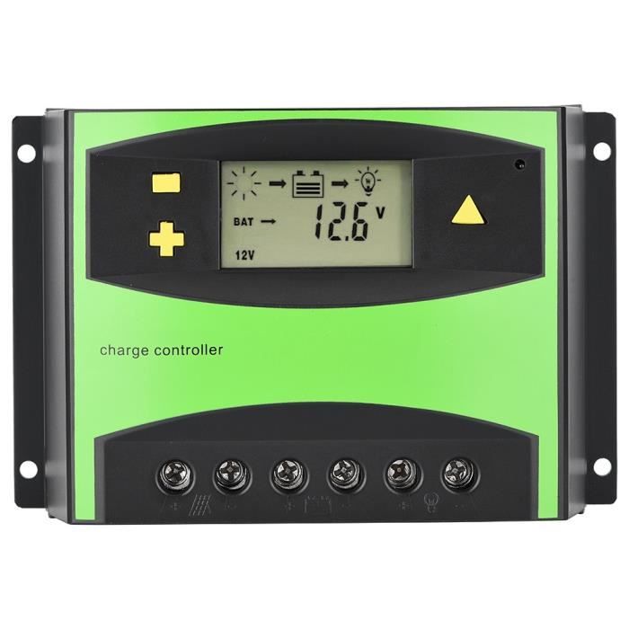 Contrôleur Solaire PWM Double Batterie 12V/24V - Régulateur Charge Intelligent Panneaux Solaires, Protection Surcharge