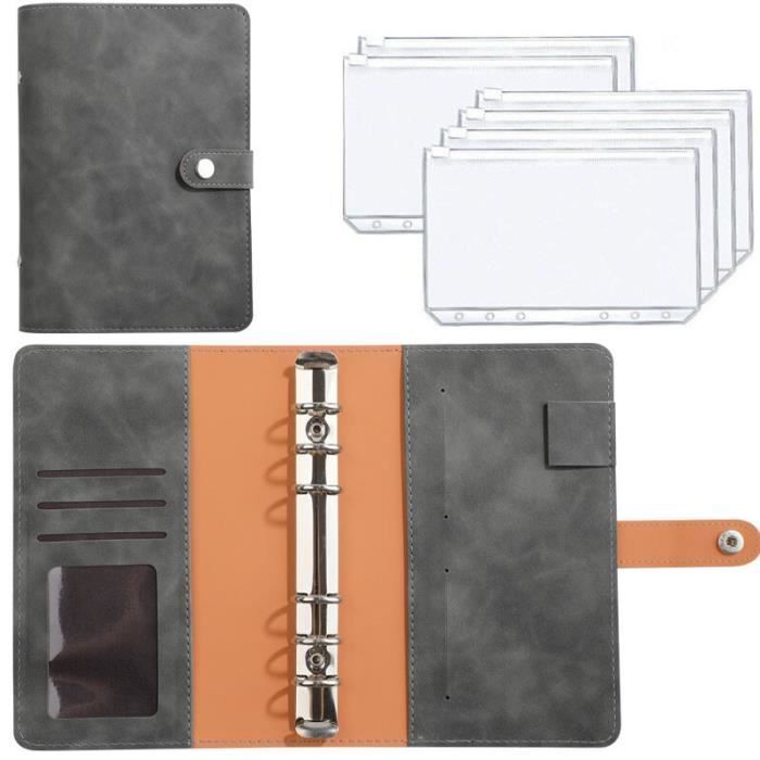 A6 noir - Carnet de notes à feuilles mobiles, carnet de notes en cuir