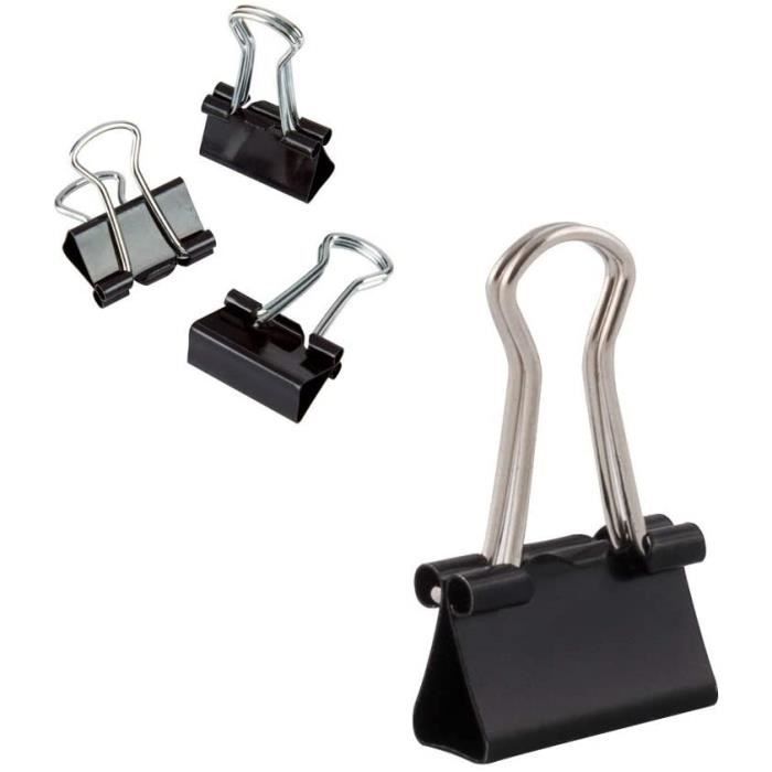 Navaris Lot 24 Pinces Double Clip Métal 41mm - Pinces Pour Documents Photos Notes - Fourniture Bureau École