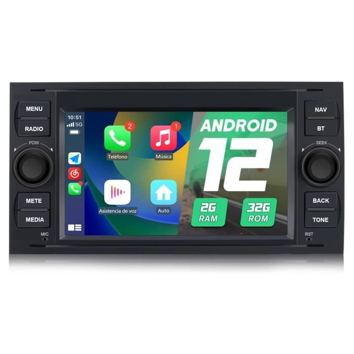 AWESAFE Autoradio Android 12 pour Ford Focus avec Carplay Android Auto 7 Pouces stéréo GPS USB SD Bluetooth FM AM RDS
