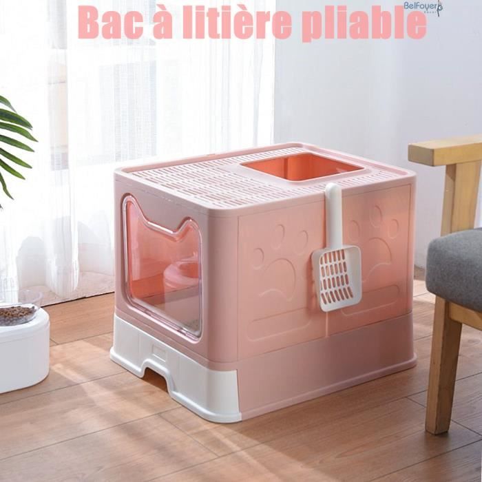 Comparer les prix de Bac à litière pour chat - BELFOYER - Rose - Moyen - 50 x 40 x 38 cm - Livré monté