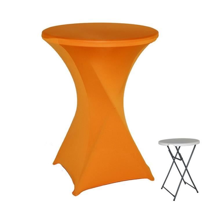 housse table haute mange-debout nappe stretch bistrot cocktail mariage 60*110cm orange